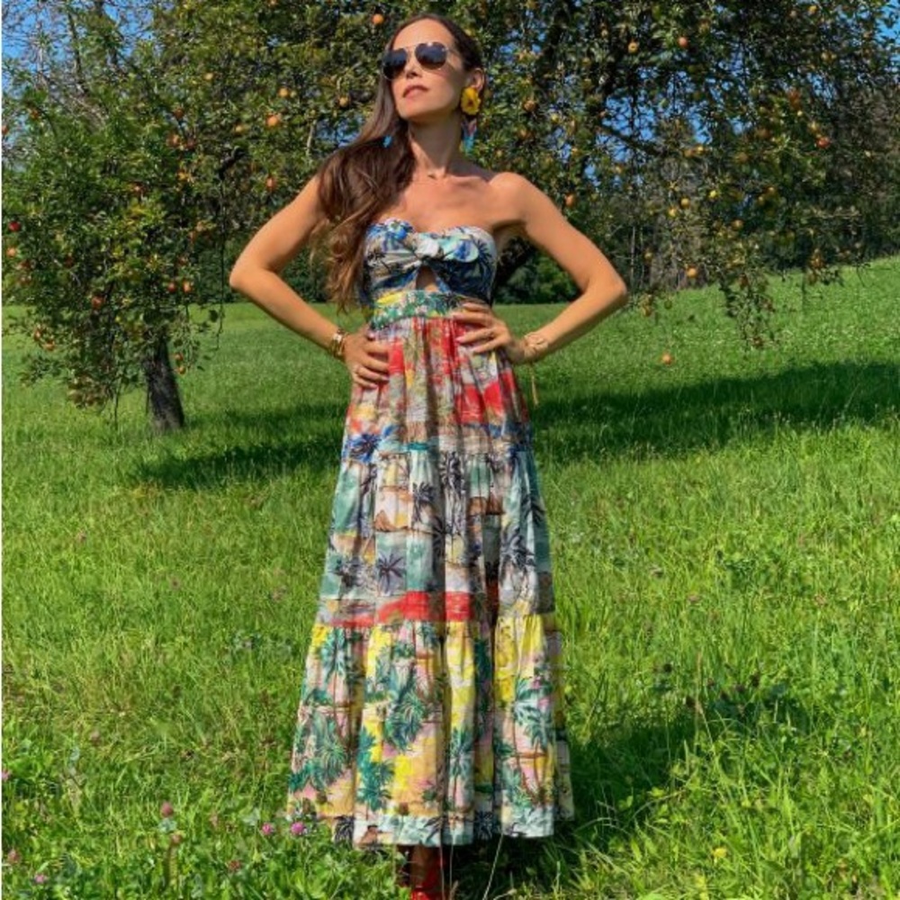 ❌SOLD❌ Zimmermann Juliette Tie Front Maxi Dress Spliced - Picture 3 of 11